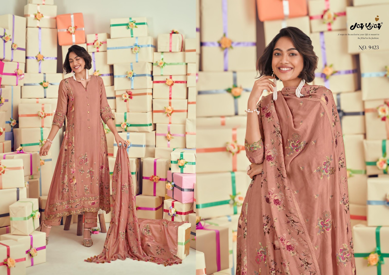 Uphaar Jay Vijay Muslin Silk Pant Style Suits Wholesale Price