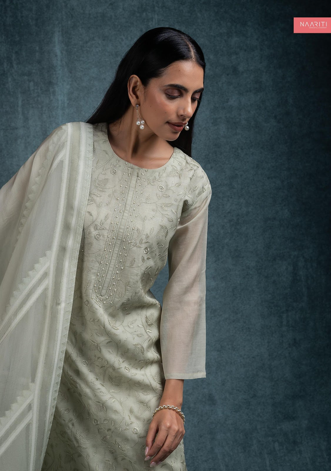 Uraash Naariti Mul Chanderi Pant Style Suits Wholesaler Ahmedabad
