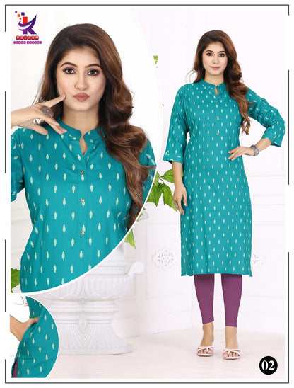 Urban Glow 4 Mlm Kalash Lifestyle Rayon 17Kg Kurti With Pocket Wholesale Price