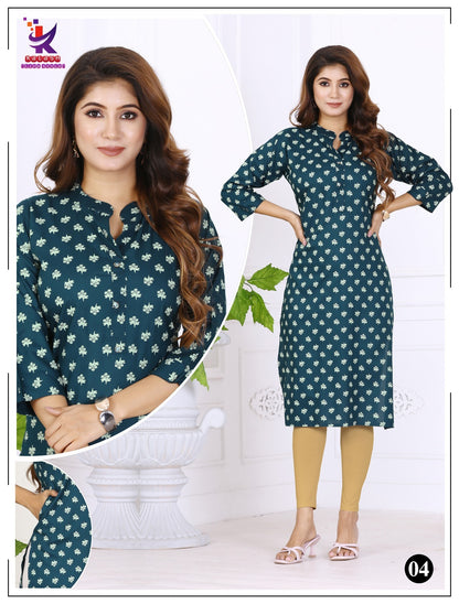 Urban Glow 4 Mlm Kalash Lifestyle Rayon 17Kg Kurti With Pocket Wholesale Price