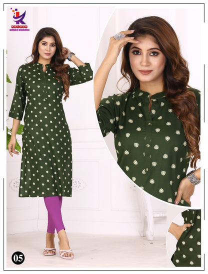 Urban Glow 4 Mlm Kalash Lifestyle Rayon 17Kg Kurti With Pocket Wholesale Price