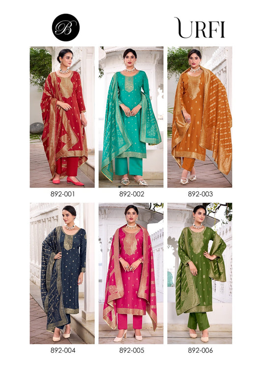 Urfi Belliza Designer Studio Silk Jacquard Karachi Salwar Suits Manufacturer