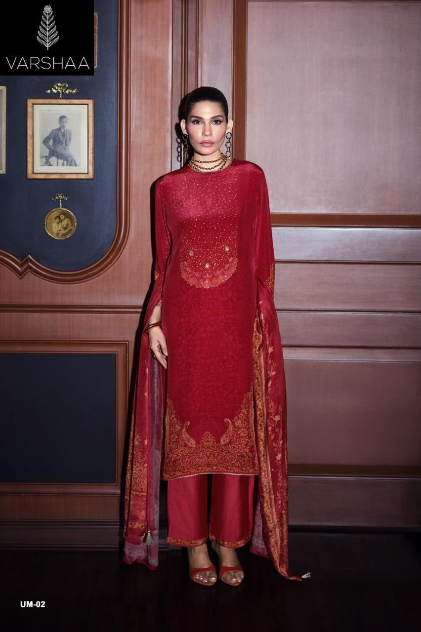 Urmi Varshaa Viscose Crape Pant Style Suits Wholesaler