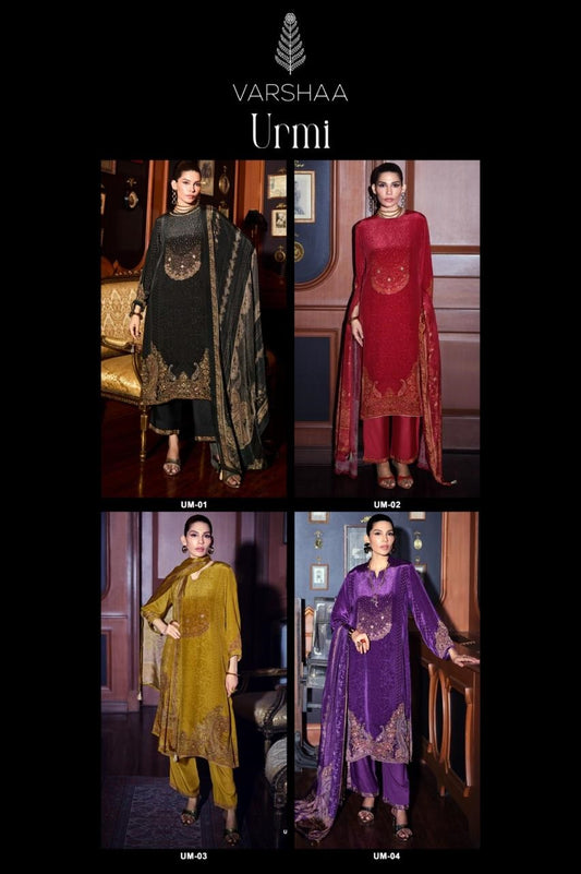 Urmi Varshaa Viscose Crape Pant Style Suits Wholesaler