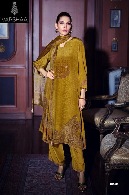 Urmi Varshaa Viscose Crape Pant Style Suits Wholesaler