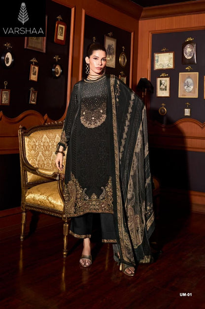 Urmi Varshaa Viscose Crape Pant Style Suits Wholesaler