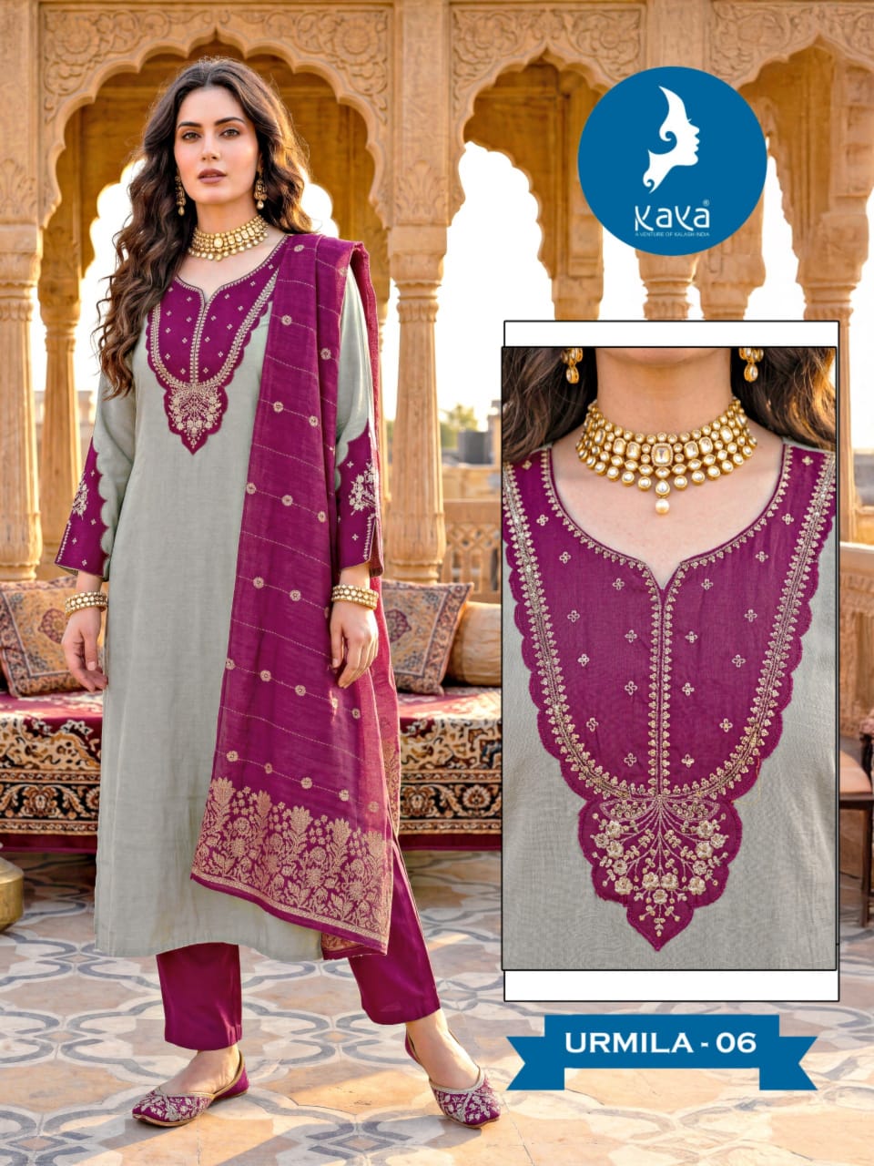 Urmila Kaya Two Tone Readymade Pant Style Suits Exporter India