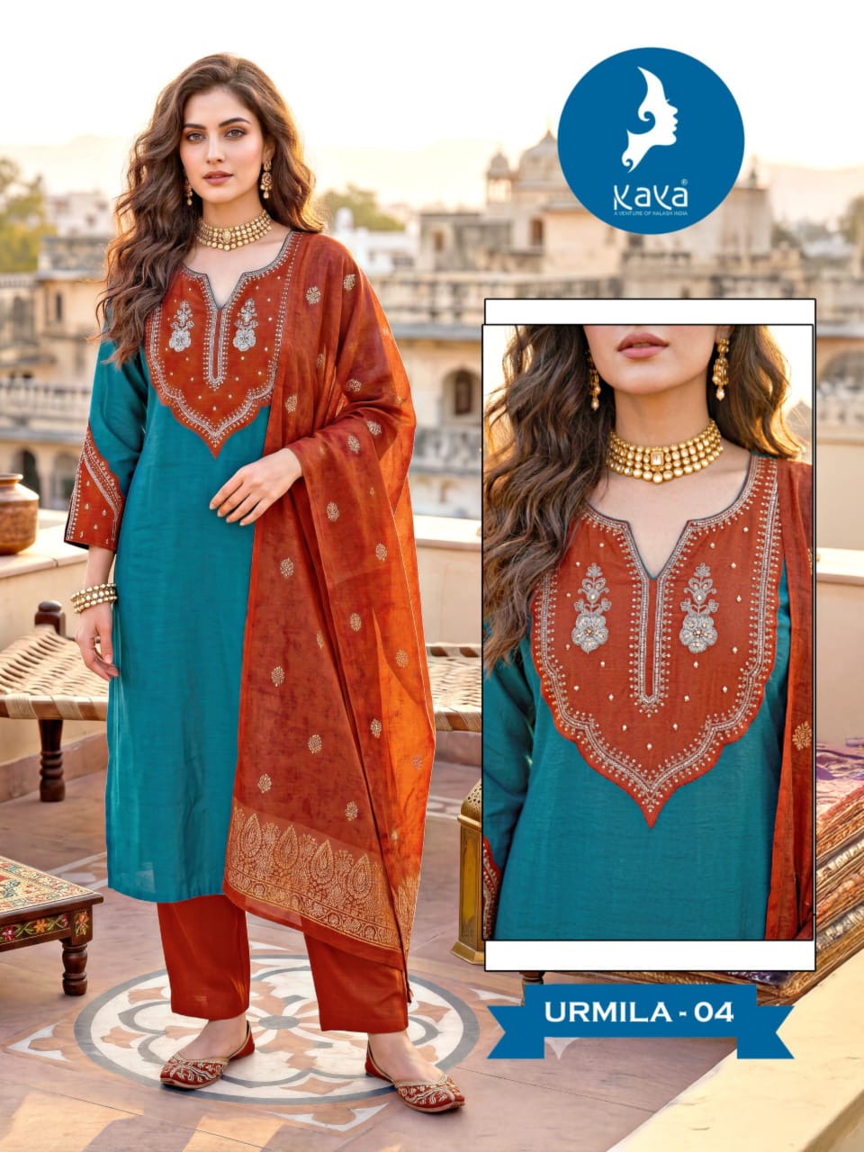 Urmila Kaya Two Tone Readymade Pant Style Suits Exporter India