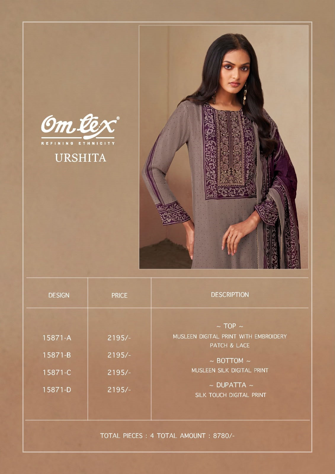 Urshita Omtex Muslin Pant Style Suits Exporter India