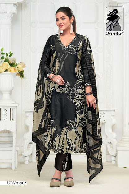 Urva Sahiba Russian Silk Pant Style Suits Manufacturer Gujarat