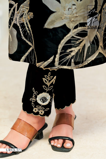 Urva Sahiba Russian Silk Pant Style Suits Manufacturer Gujarat