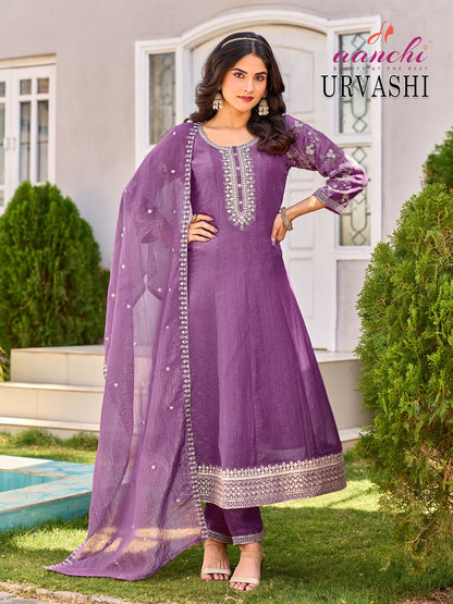 Urvashi 1103 Aanchi Vichitra Silk Readymade Anarkali Suits Exporter