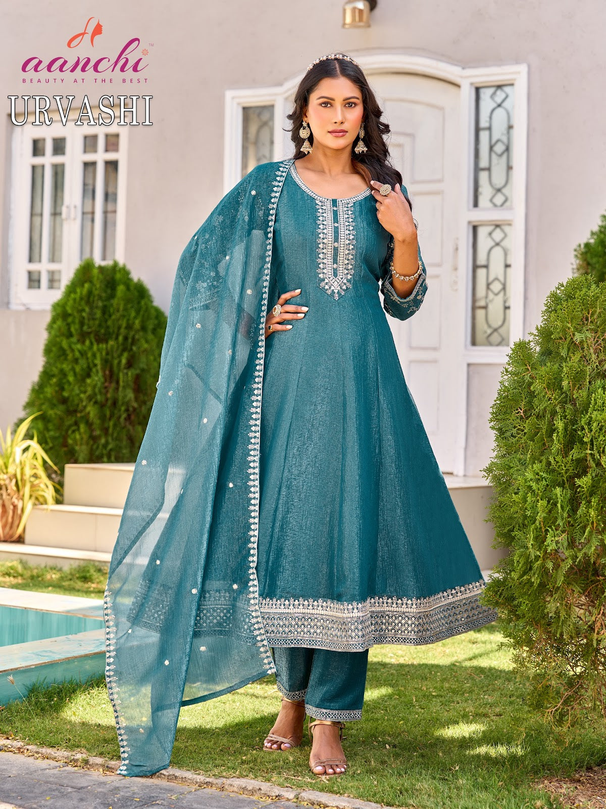 Urvashi 1103 Aanchi Vichitra Silk Readymade Anarkali Suits Exporter