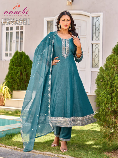 Urvashi 1103 Aanchi Vichitra Silk Readymade Anarkali Suits Exporter