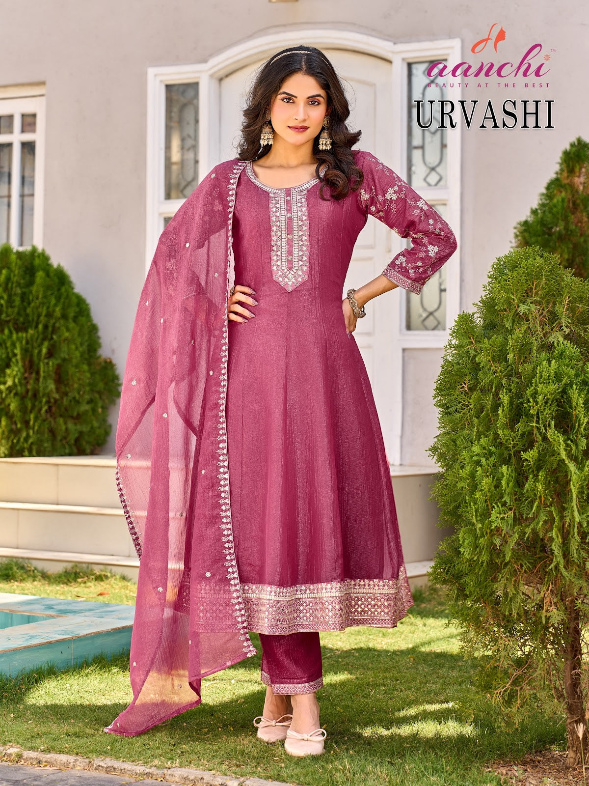 Urvashi 1103 Aanchi Vichitra Silk Readymade Anarkali Suits Exporter