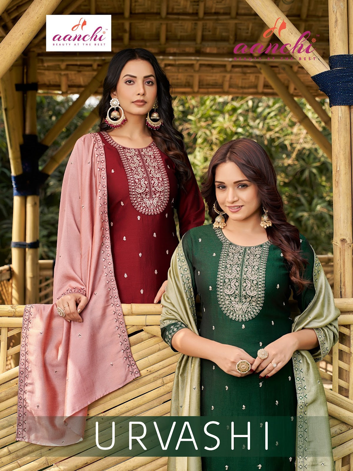 Urvashi Aanchi Vichitra Silk Readymade Pant Style Suits Supplier