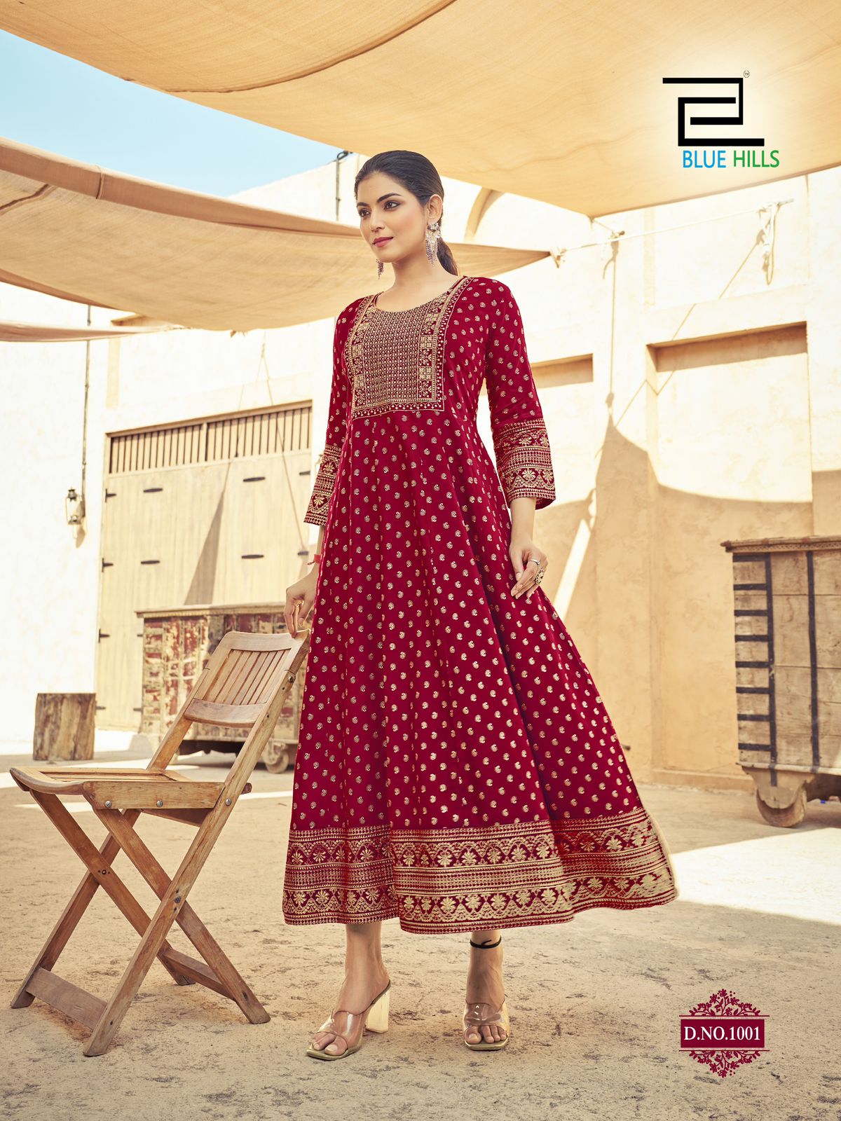 Urvashi Blue Hills Rayon 14Kg Anarkali Kurtis Supplier Ahmedabad