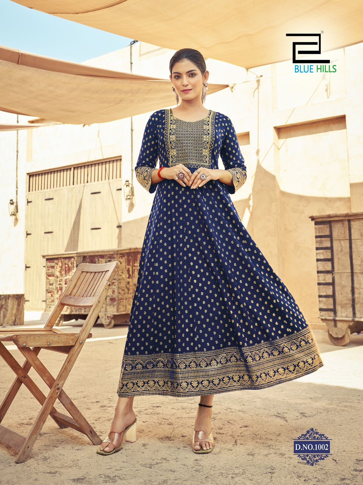 Urvashi Blue Hills Rayon 14Kg Anarkali Kurtis Supplier Ahmedabad
