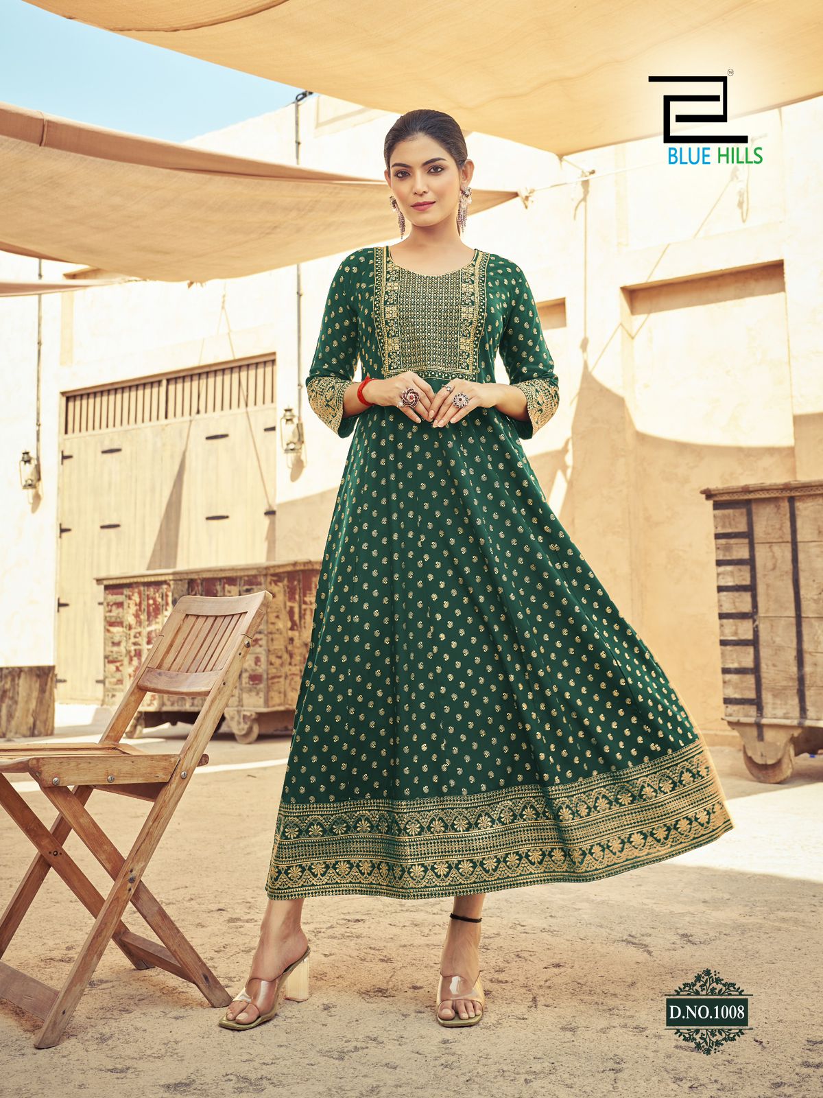 Urvashi Blue Hills Rayon 14Kg Anarkali Kurtis Supplier Ahmedabad