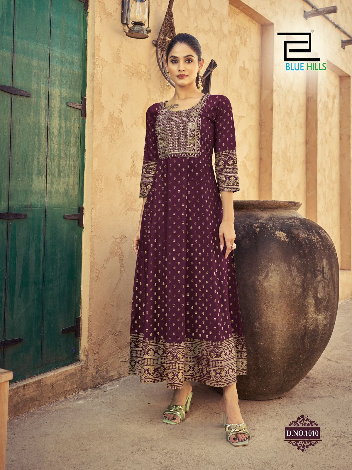 Urvashi Blue Hills Rayon 14Kg Anarkali Kurtis Supplier Ahmedabad