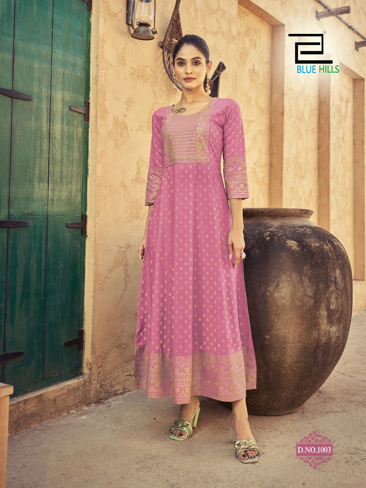 Urvashi Blue Hills Rayon 14Kg Anarkali Kurtis Supplier Ahmedabad