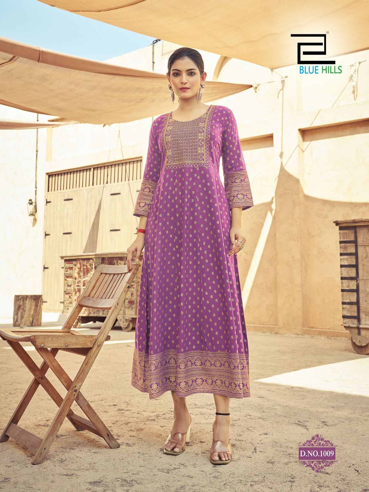 Urvashi Blue Hills Rayon 14Kg Anarkali Kurtis Supplier Ahmedabad