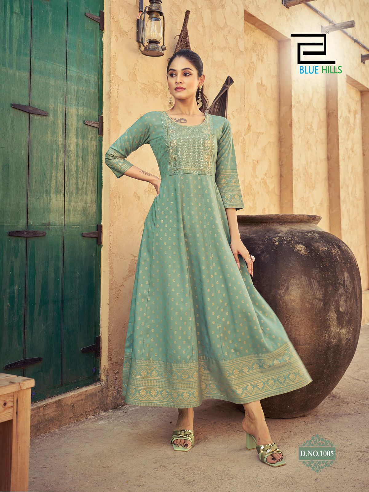 Urvashi Blue Hills Rayon 14Kg Anarkali Kurtis Supplier Ahmedabad