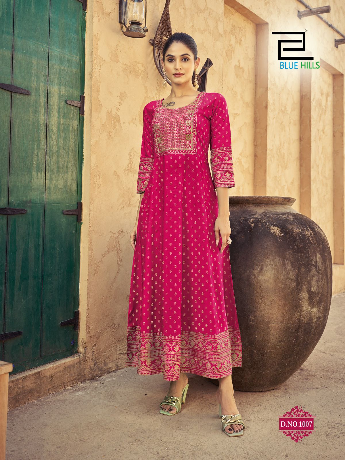 Urvashi Blue Hills Rayon 14Kg Anarkali Kurtis Supplier Ahmedabad