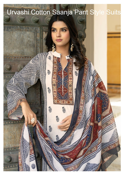 Urvashi Cotton Saanja Cambric Cotton Pant Style Suits Wholesale Price