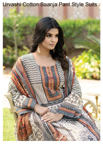 Urvashi Cotton Saanja Cambric Cotton Pant Style Suits Wholesale Price