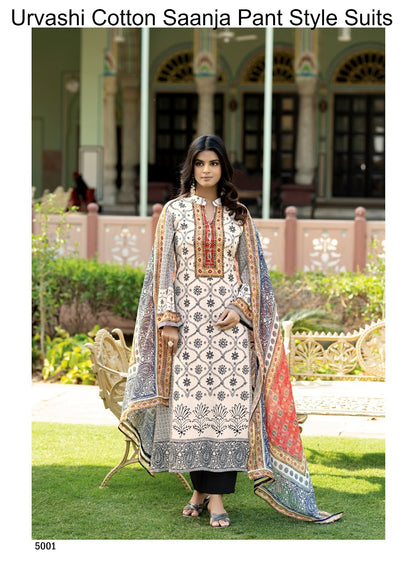 Urvashi Cotton Saanja Cambric Cotton Pant Style Suits Wholesale Price