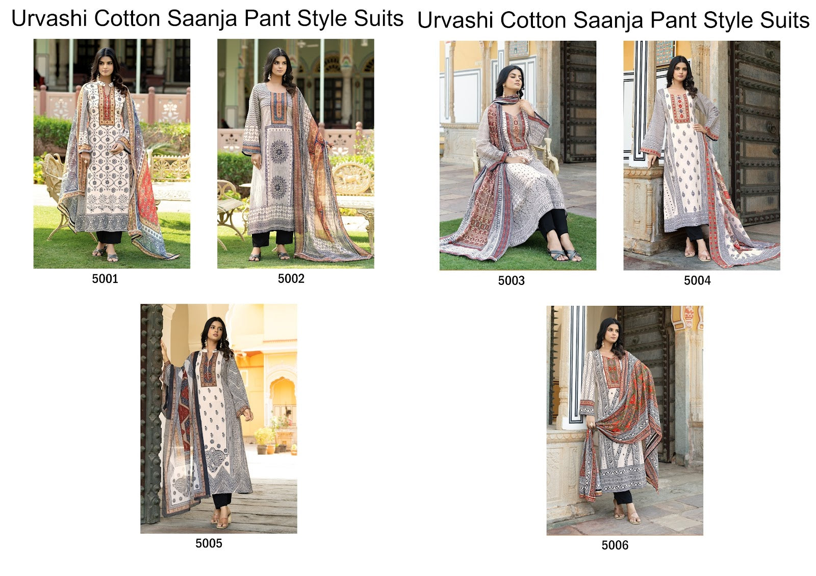 Urvashi Cotton Saanja Cambric Cotton Pant Style Suits Wholesale Price