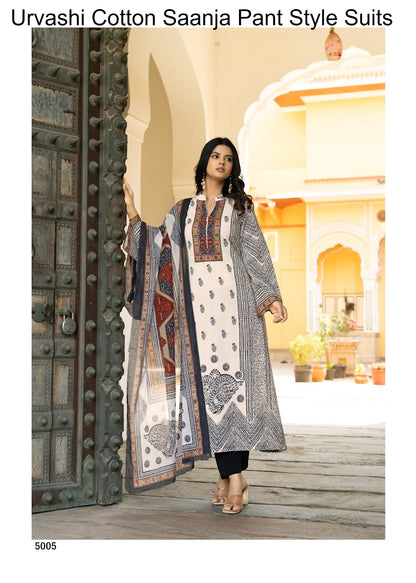 Urvashi Cotton Saanja Cambric Cotton Pant Style Suits Wholesale Price