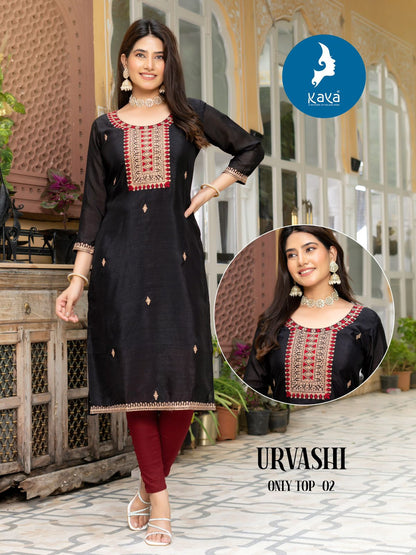 Urvashi Kaya Vichitra Silk Long Straight Kurti Wholesaler Ahmedabad
