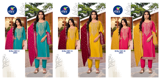Urvi Vitara Gadwal Silk Readymade Pant Style Suits Manufacturer