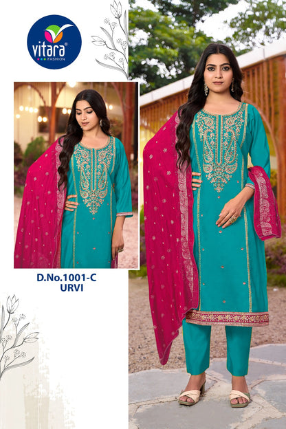 Urvi Vitara Gadwal Silk Readymade Pant Style Suits Manufacturer