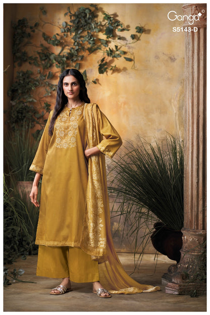 Urvita S5143 Ganga Cotton Satin Plazzo Style Suits Exporter Gujarat