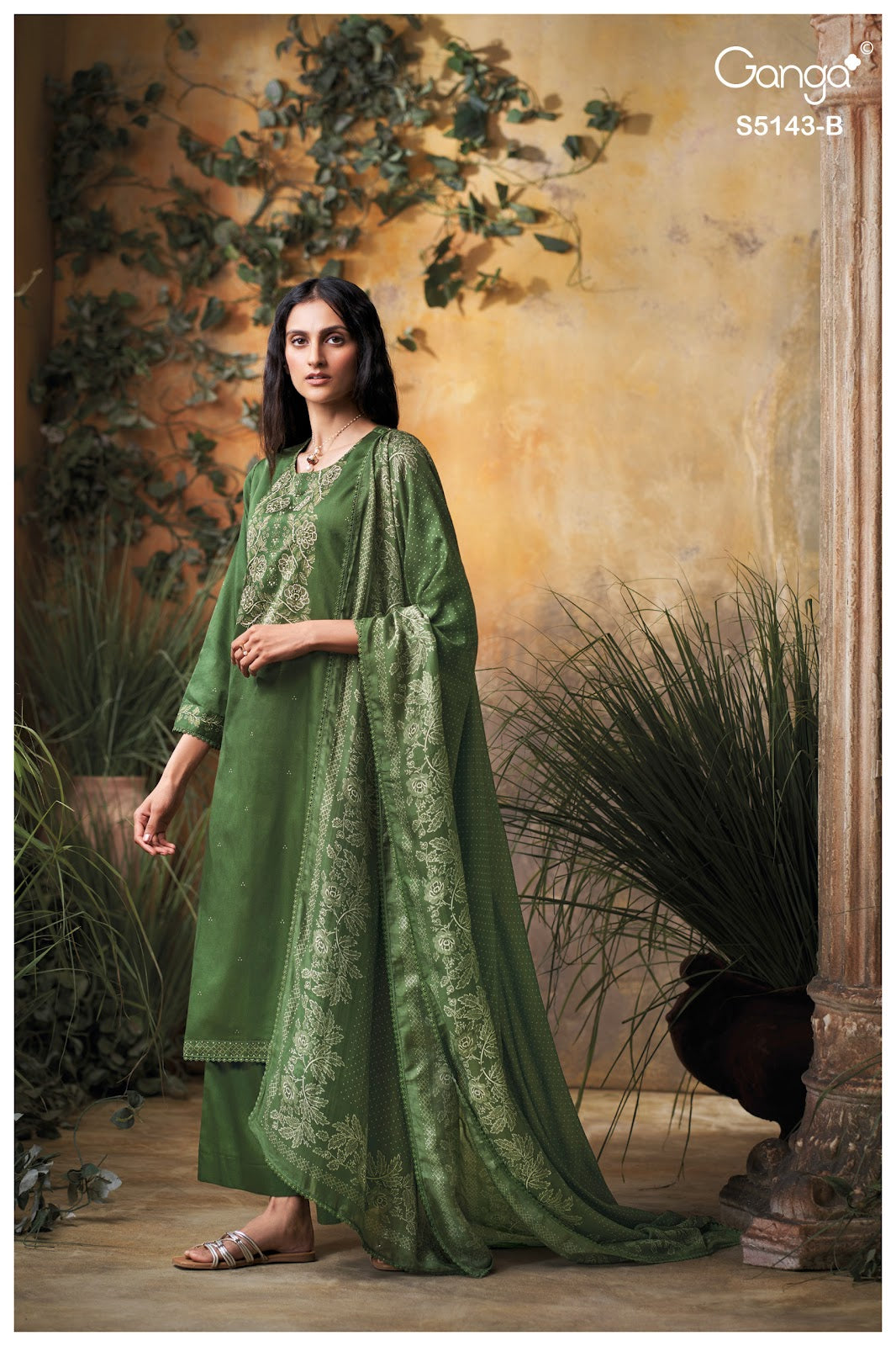 Urvita S5143 Ganga Cotton Satin Plazzo Style Suits Exporter Gujarat