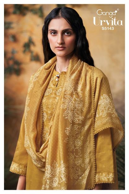Urvita S5143 Ganga Cotton Satin Plazzo Style Suits Exporter Gujarat
