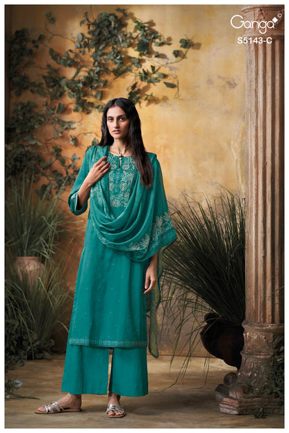Urvita S5143 Ganga Cotton Satin Plazzo Style Suits Exporter Gujarat