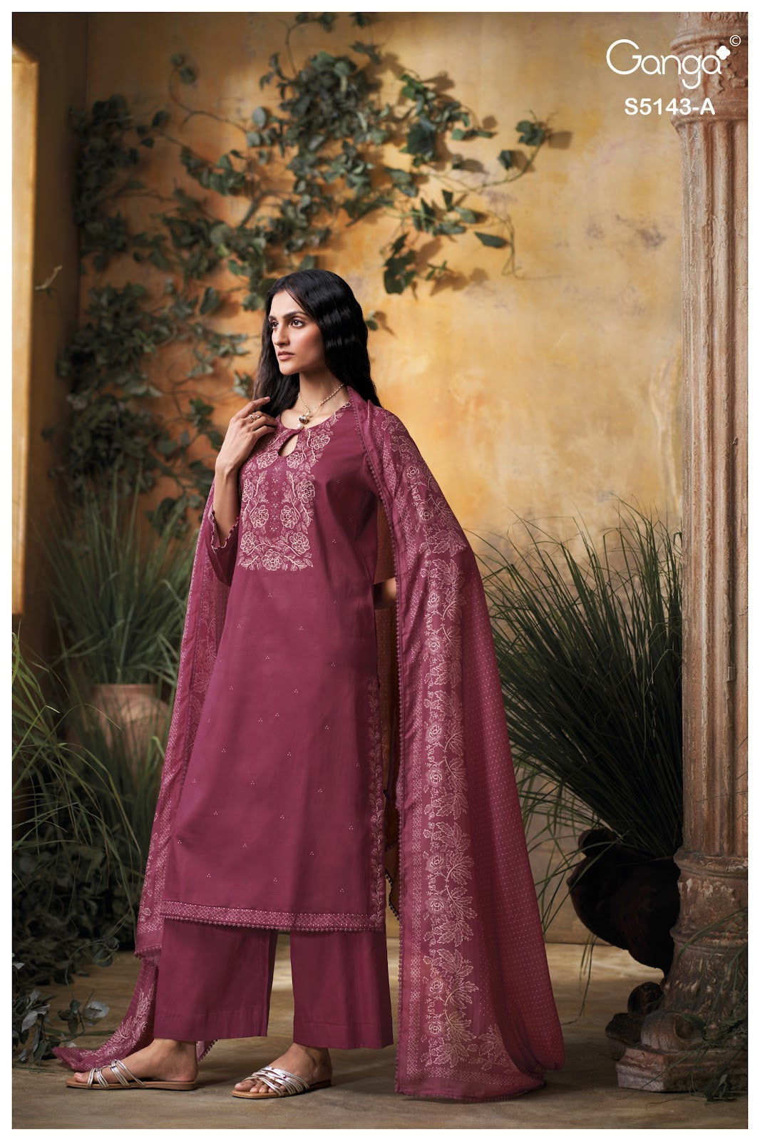 Urvita S5143 Ganga Cotton Satin Plazzo Style Suits Exporter Gujarat