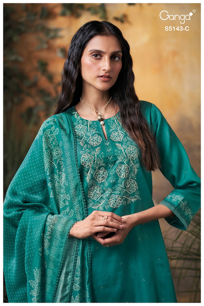 Urvita S5143 Ganga Cotton Satin Plazzo Style Suits Exporter Gujarat
