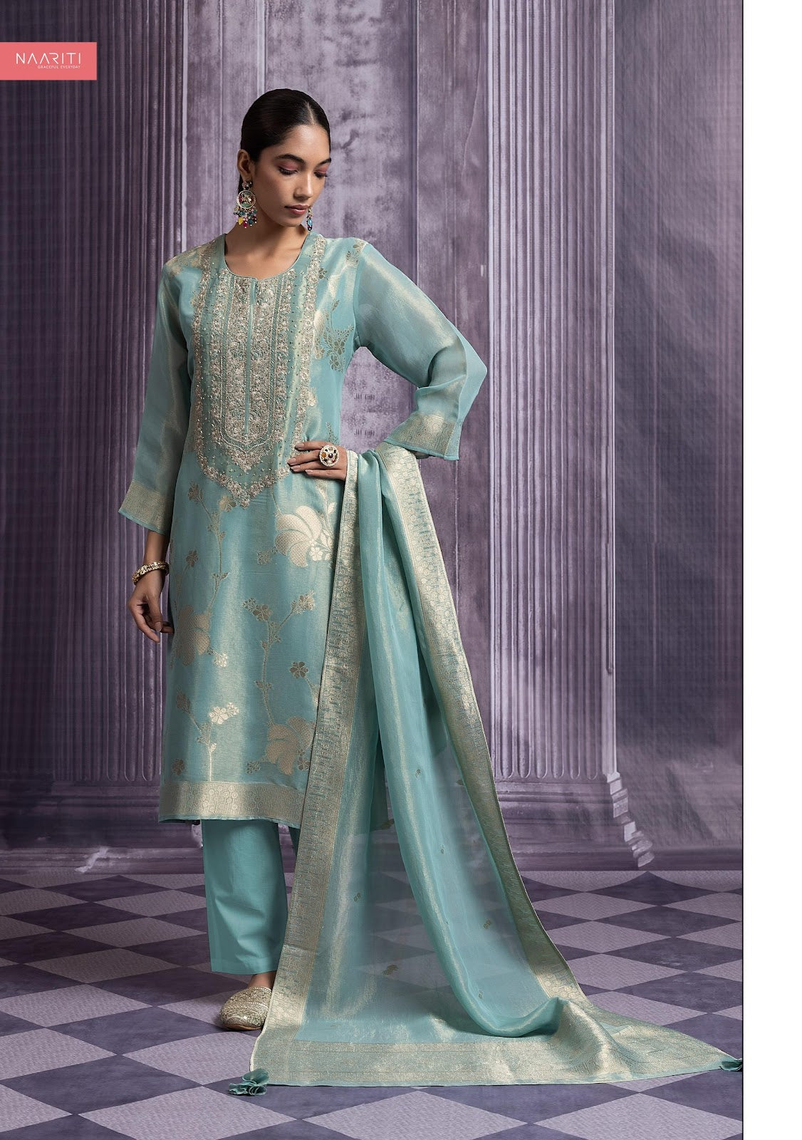 Urwa Naariti Tissue Jacquard Pant Style Suits Wholesaler Ahmedabad