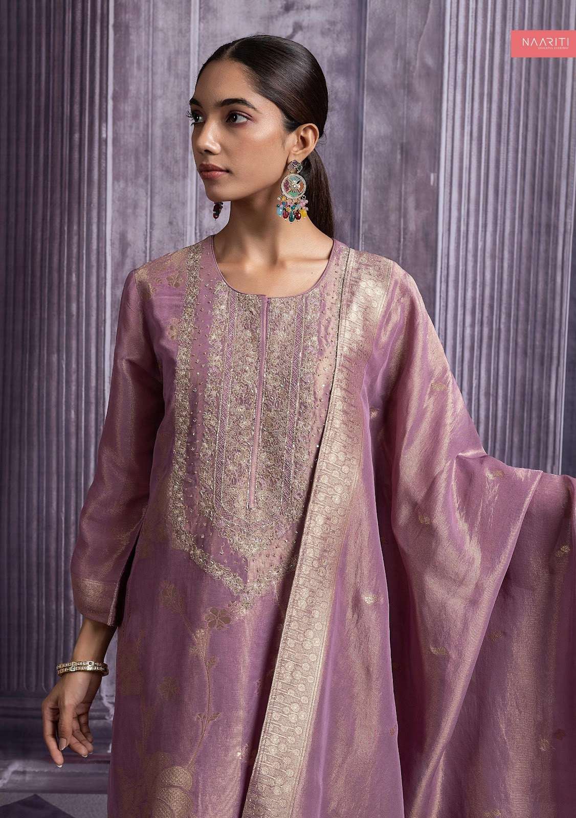 Urwa Naariti Tissue Jacquard Pant Style Suits Wholesaler Ahmedabad
