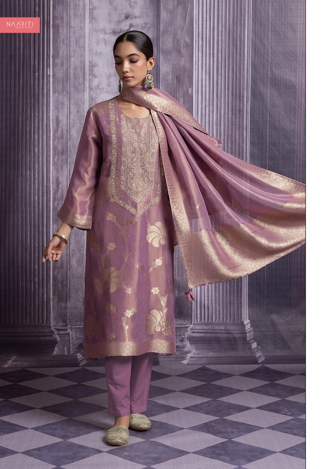 Urwa Naariti Tissue Jacquard Pant Style Suits Wholesaler Ahmedabad
