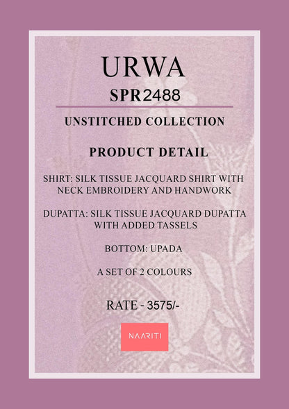 Urwa Naariti Tissue Jacquard Pant Style Suits Wholesaler Ahmedabad