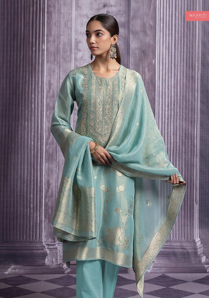 Urwa Naariti Tissue Jacquard Pant Style Suits Wholesaler Ahmedabad