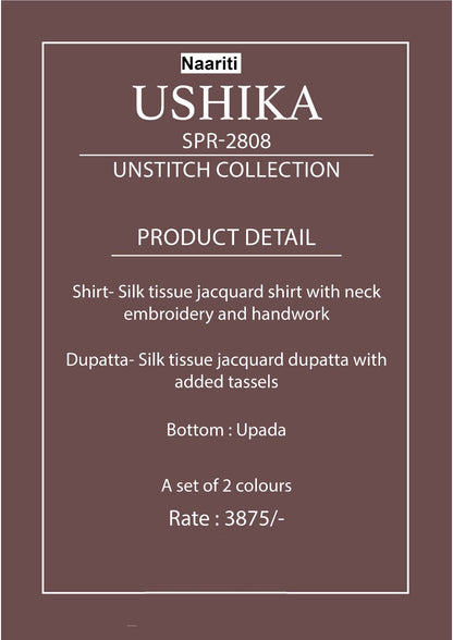 Ushika 2808 Naariti Tissue Silk Pant Style Suits Supplier
