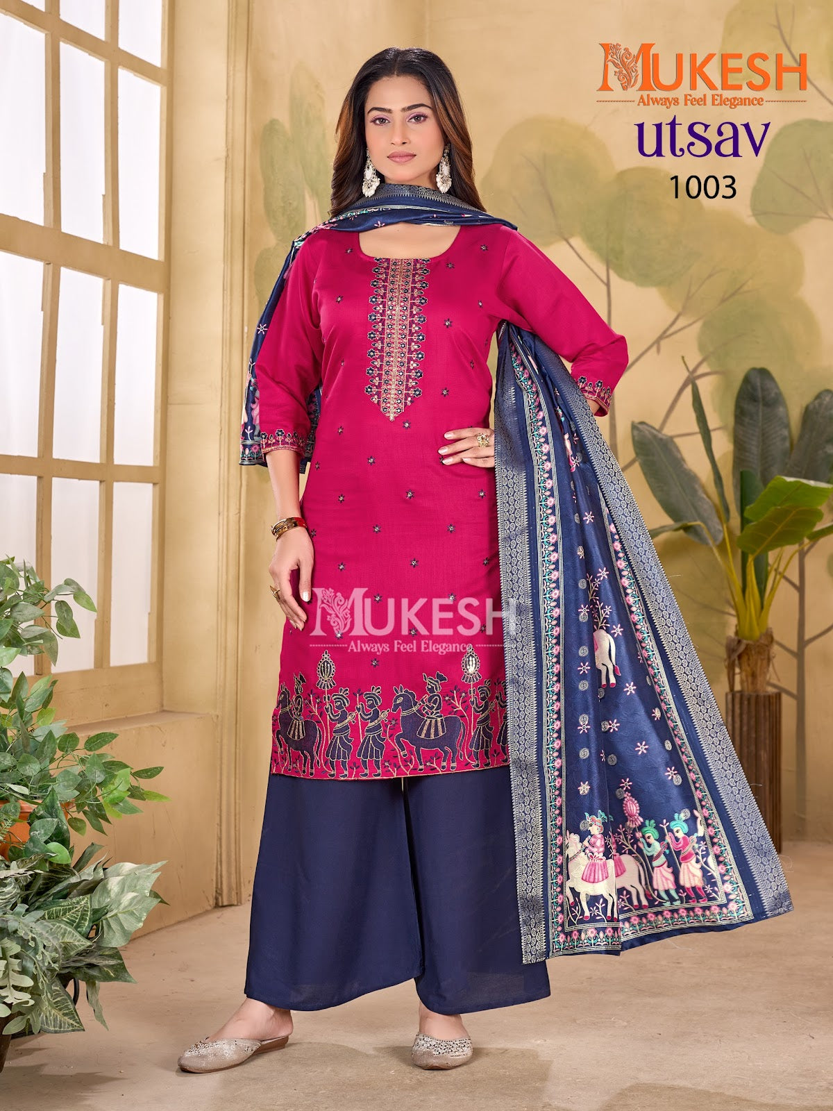 Utsav Mukesh Banwery Gadwal Silk Readymade Plazzo Style Suits Exporter India