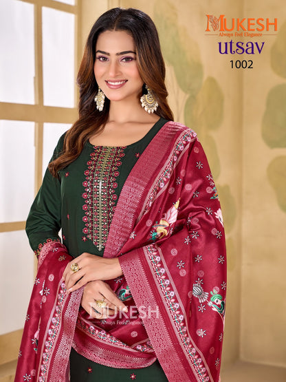 Utsav Mukesh Banwery Gadwal Silk Readymade Plazzo Style Suits Exporter India